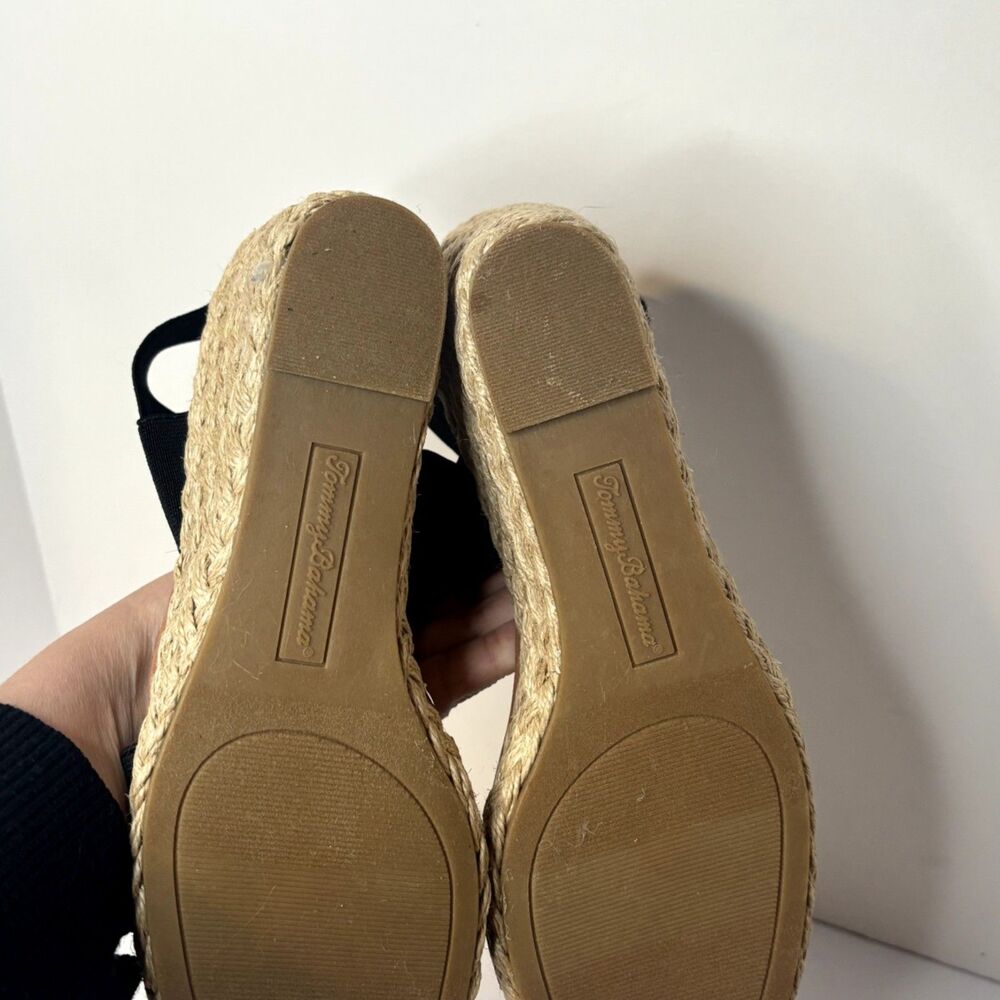 Tommy Bahama Espadrille Wedge Sandals Black Elastic Strap Womens 9.5M - Picture 8 of 8